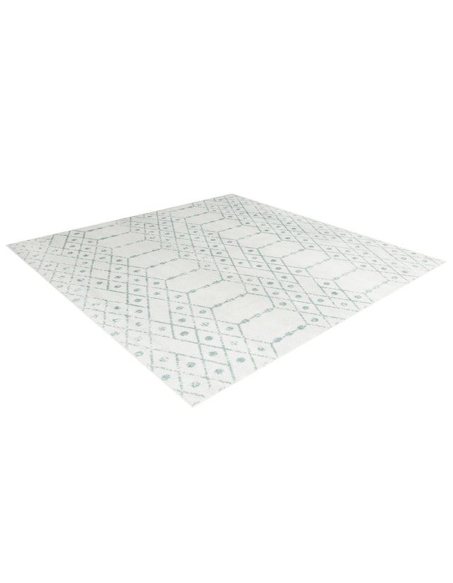 Ivory Aqua 7' 10 x 7' 10 Paxon Trellis Square Area Rug Geometric Durable Stain Resistant Easy Clean Carpet for Modern Interior Home Decor for Sale at Rug Engine