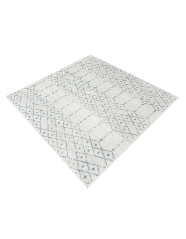 Ivory Aqua 5' 3 x 5' 3 Paxon Trellis Square Area Rug Geometric Durable Stain Resistant Easy Clean Carpet for Modern Interior Home Decor for Sale at Rug Engine