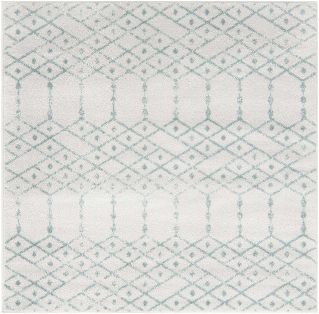 Ivory Aqua 5' 3 x 5' 3 Paxon Trellis Square Area Rug Geometric Durable Stain Resistant Easy Clean Carpet for Modern Interior Home Decor for Sale at Rug Engine