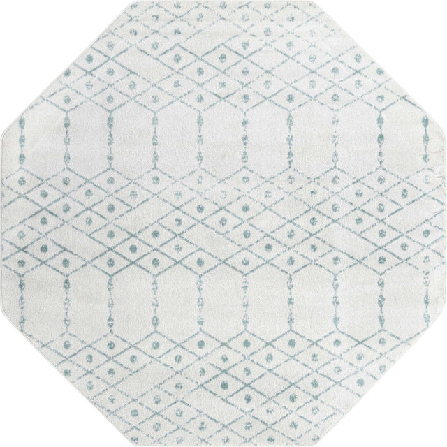 Ivory Aqua 7' 10 x 7' 10 Paxon Trellis Octagon Area Rug Geometric Durable Stain Resistant Easy Clean Carpet for Modern Interior Home Decor for Sale at Rug Engine