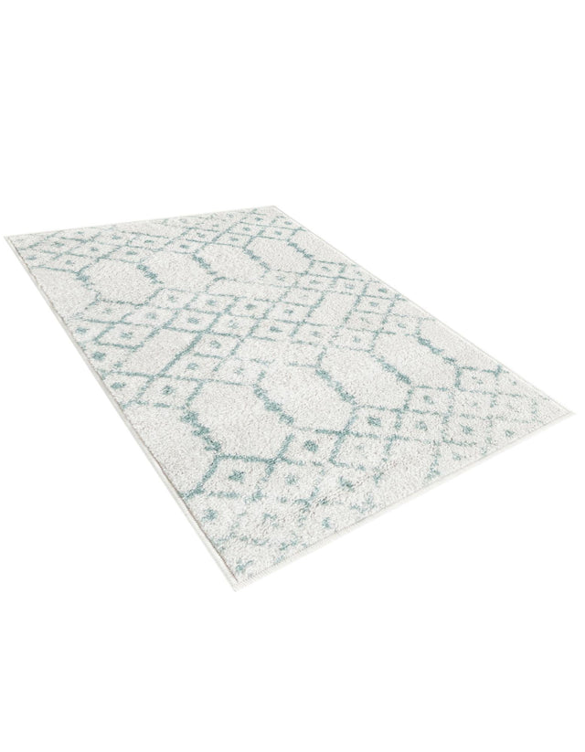 Ivory Aqua 2' x 3' Paxon Trellis Rectangle Area Rug Geometric Durable Stain Resistant Easy Clean Carpet for Modern Interior Home Decor for Sale at Rug Engine