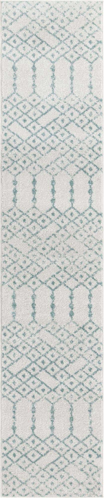 Ivory Aqua 2' x 9' 10 Paxon Trellis Runner Area Rug Geometric Durable Stain Resistant Easy Clean Carpet for Modern Interior Home Decor for Sale at Rug Engine