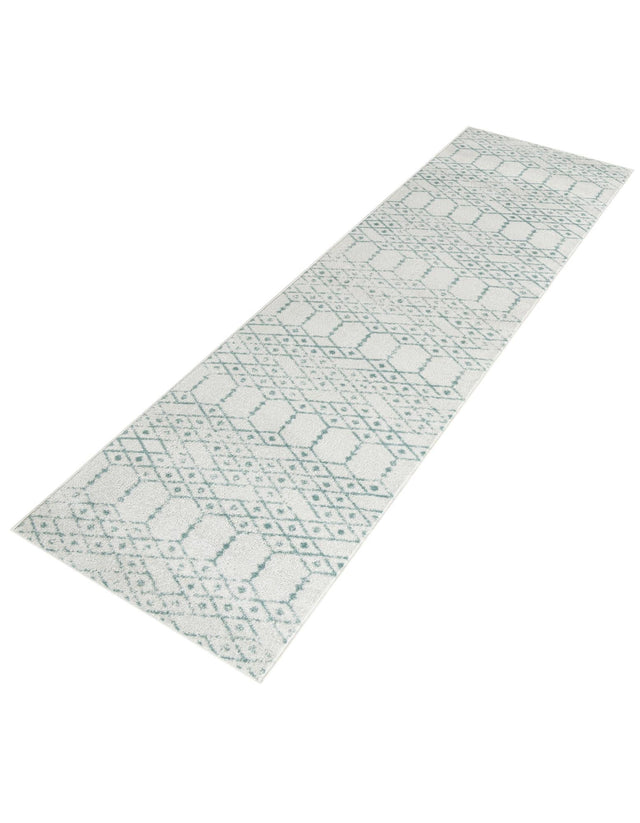 Ivory Aqua 2' 11 x 13' Paxon Trellis Runner Area Rug Geometric Durable Stain Resistant Easy Clean Carpet for Modern Interior Home Decor for Sale at Rug Engine