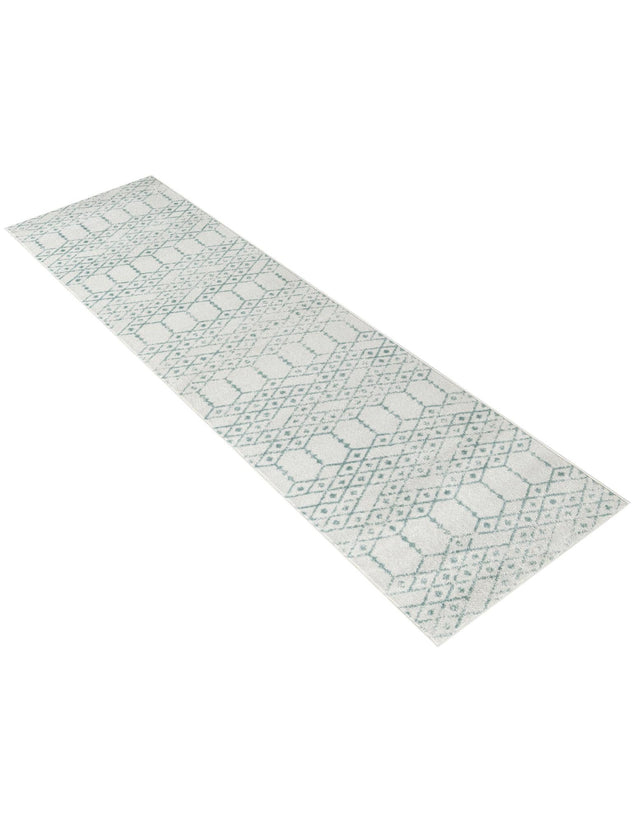 Ivory Aqua 2' 11 x 13' Paxon Trellis Runner Area Rug Geometric Durable Stain Resistant Easy Clean Carpet for Modern Interior Home Decor for Sale at Rug Engine
