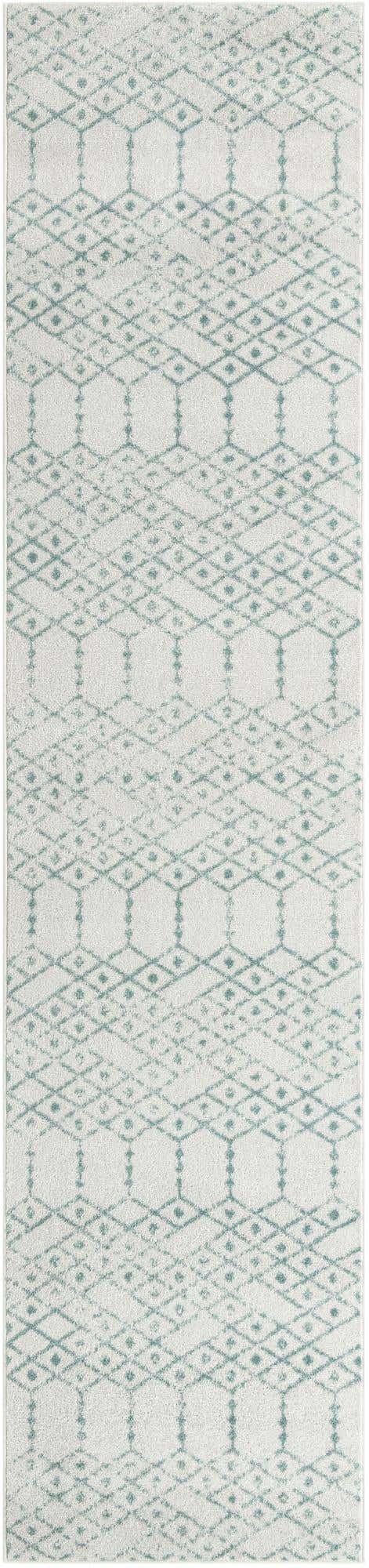 Ivory Aqua 2' 11 x 13' Paxon Trellis Runner Area Rug Geometric Durable Stain Resistant Easy Clean Carpet for Modern Interior Home Decor for Sale at Rug Engine