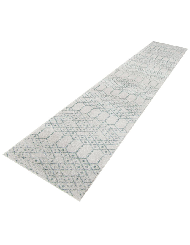 Ivory Aqua 2' 11 x 16' Paxon Trellis Runner Area Rug Geometric Durable Stain Resistant Easy Clean Carpet for Modern Interior Home Decor for Sale at Rug Engine