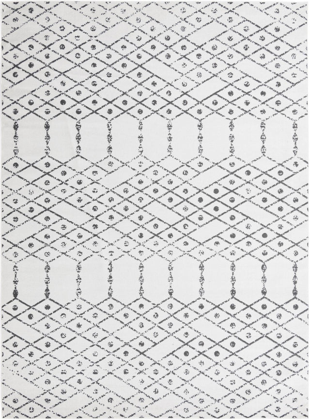 Ivory Black 10' x 14' Paxon Trellis Rectangle Area Rug Geometric Durable Stain Resistant Easy Clean Carpet for Modern Interior Home Decor for Sale at Rug Engine