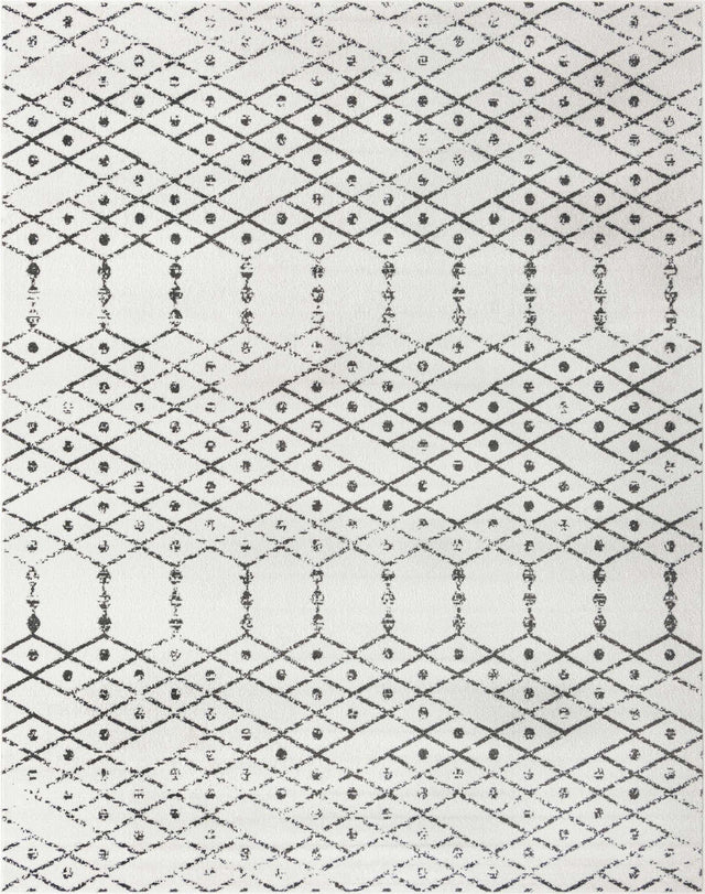 Ivory Black 10' x 13' Paxon Trellis Rectangle Area Rug Geometric Durable Stain Resistant Easy Clean Carpet for Modern Interior Home Decor for Sale at Rug Engine