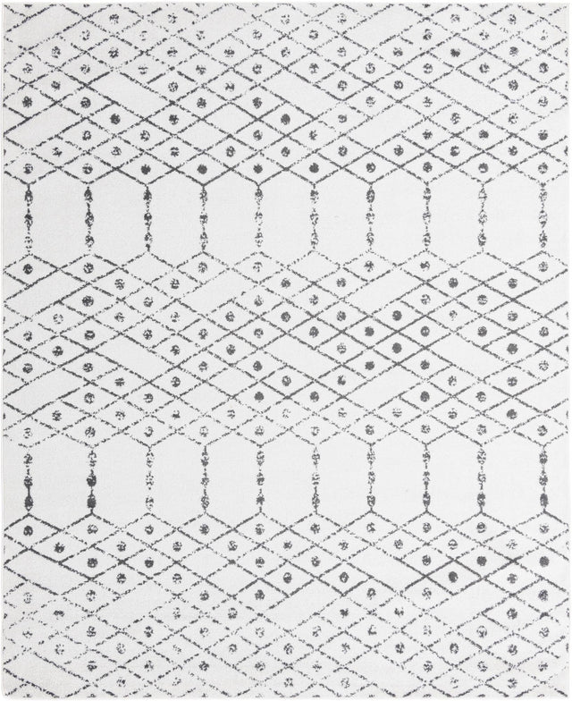 Ivory Black 7' 10 x 10' Paxon Trellis Rectangle Area Rug Geometric Durable Stain Resistant Easy Clean Carpet for Modern Interior Home Decor for Sale at Rug Engine