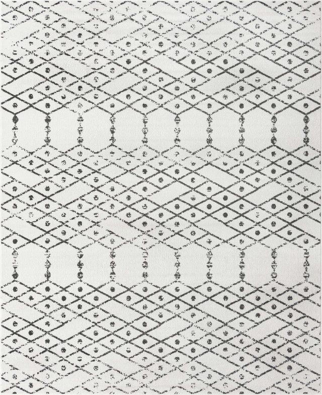 Ivory Black 7' 10 x 10' Paxon Trellis Rectangle Area Rug Geometric Durable Stain Resistant Easy Clean Carpet for Modern Interior Home Decor for Sale at Rug Engine