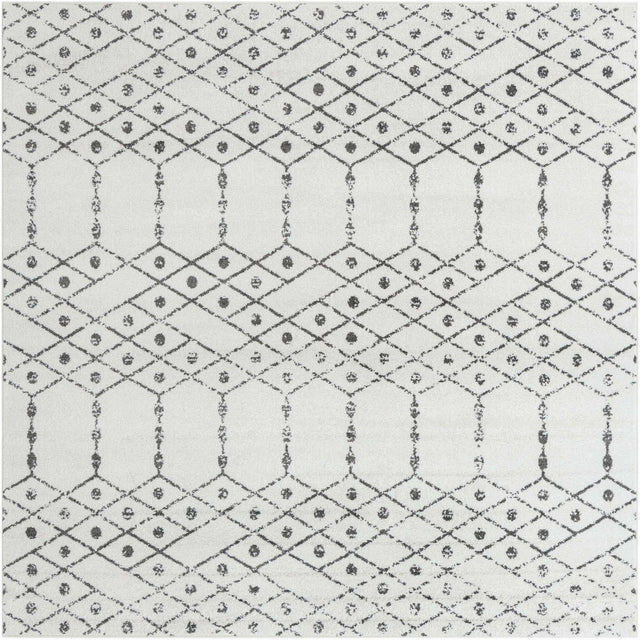 Ivory Black 7' 10 x 7' 10 Paxon Trellis Square Area Rug Geometric Durable Stain Resistant Easy Clean Carpet for Modern Interior Home Decor for Sale at Rug Engine