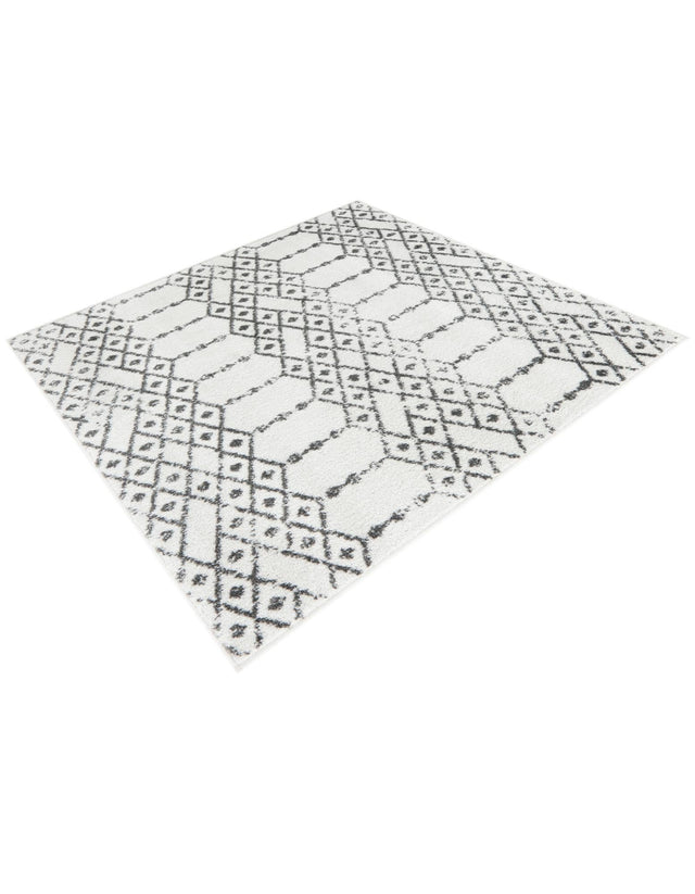 Ivory Black 4' x 4' Paxon Trellis Square Area Rug Geometric Durable Stain Resistant Easy Clean Carpet for Modern Interior Home Decor for Sale at Rug Engine