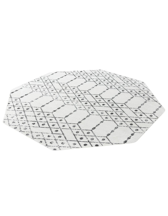Ivory Black 7' 10 x 7' 10 Paxon Trellis Octagon Area Rug Geometric Durable Stain Resistant Easy Clean Carpet for Modern Interior Home Decor for Sale at Rug Engine