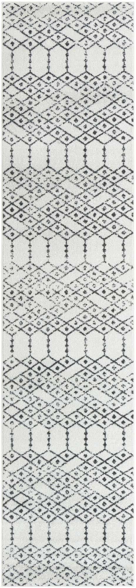 Ivory Black 2' 11 x 13' Paxon Trellis Runner Area Rug Geometric Durable Stain Resistant Easy Clean Carpet for Modern Interior Home Decor for Sale at Rug Engine