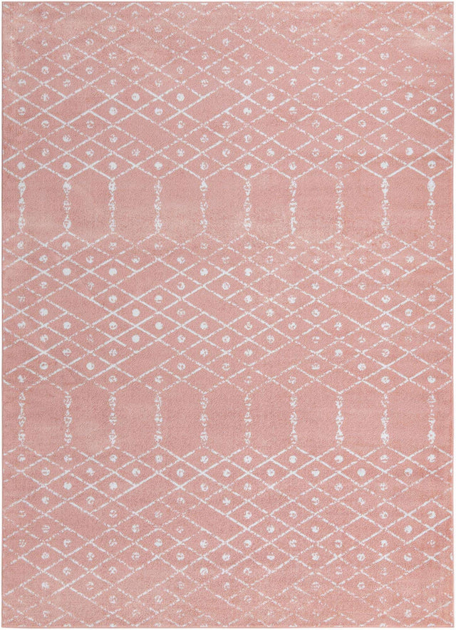 Rose Pink 10' x 14' Paxon Trellis Rectangle Area Rug Geometric Durable Stain Resistant Easy Clean Carpet for Modern Interior Home Decor for Sale at Rug Engine