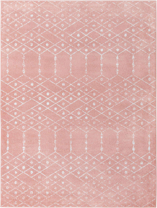 Rose Pink 9' x 12' Paxon Trellis Rectangle Area Rug Geometric Durable Stain Resistant Easy Clean Carpet for Modern Interior Home Decor for Sale at Rug Engine