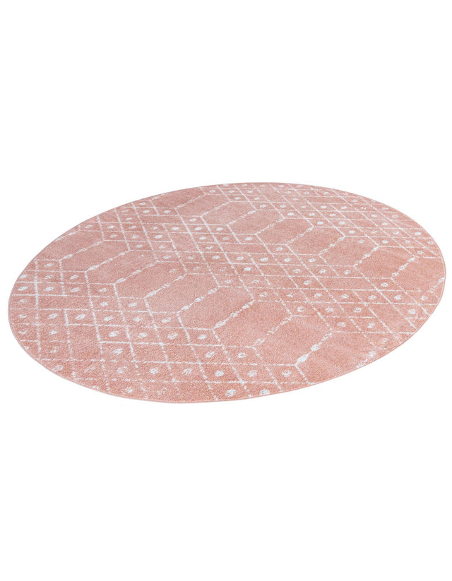 Rose Pink 5' 3 x 5' 3 Paxon Trellis Round Area Rug Geometric Durable Stain Resistant Easy Clean Carpet for Modern Interior Home Decor for Sale at Rug Engine