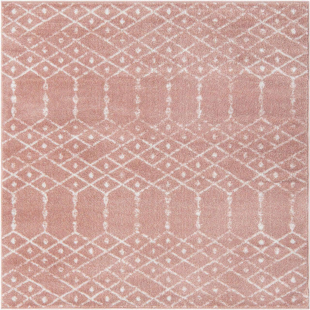 Rose Pink 7' 10 x 7' 10 Paxon Trellis Square Area Rug Geometric Durable Stain Resistant Easy Clean Carpet for Modern Interior Home Decor for Sale at Rug Engine