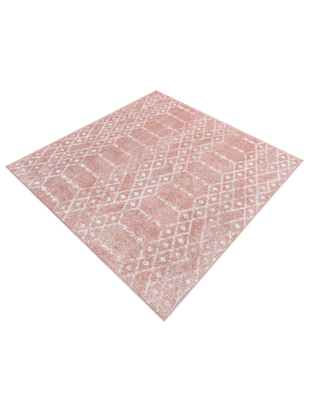 Rose Pink 4' x 4' Paxon Trellis Square Area Rug Geometric Durable Stain Resistant Easy Clean Carpet for Modern Interior Home Decor for Sale at Rug Engine