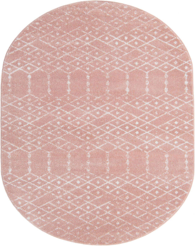 Rose Pink 7' 10 x 10' Paxon Trellis Oval Area Rug Geometric Durable Stain Resistant Easy Clean Carpet for Modern Interior Home Decor for Sale at Rug Engine