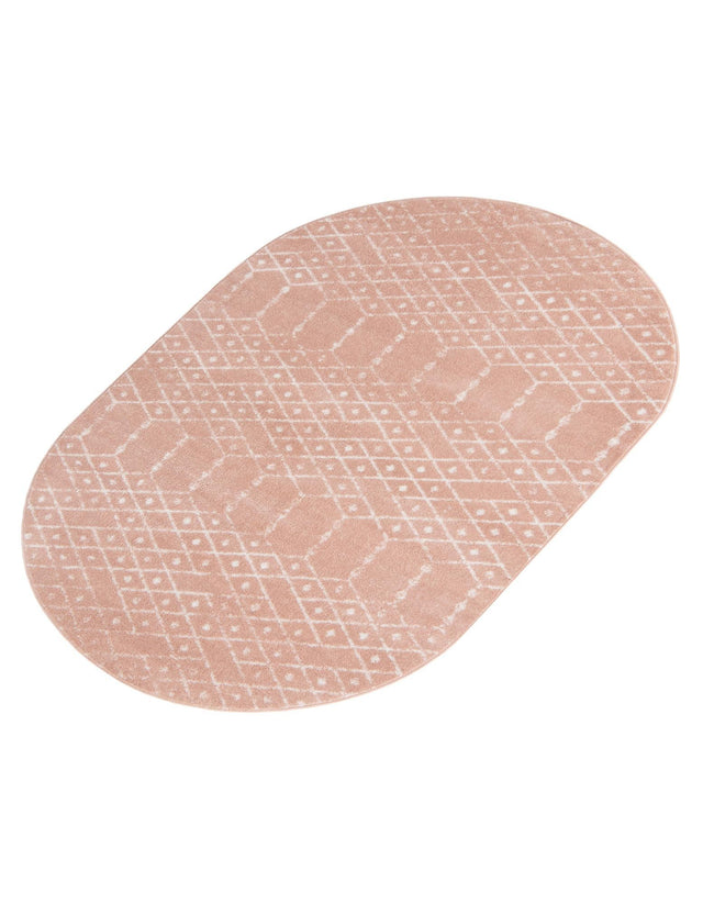 Rose Pink 5' 3 x 8' Paxon Trellis Oval Area Rug Geometric Durable Stain Resistant Easy Clean Carpet for Modern Interior Home Decor for Sale at Rug Engine