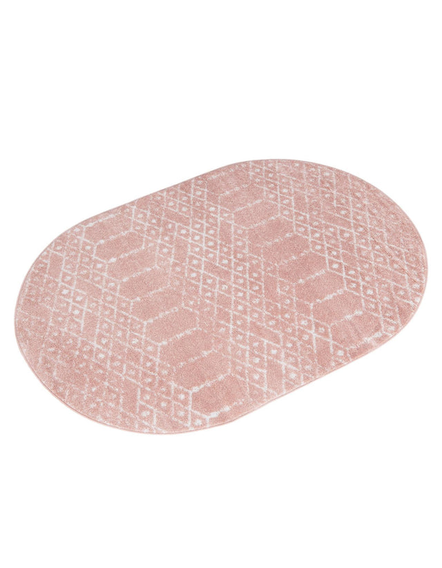 Rose Pink 4' x 6' Paxon Trellis Oval Area Rug Geometric Durable Stain Resistant Easy Clean Carpet for Modern Interior Home Decor for Sale at Rug Engine