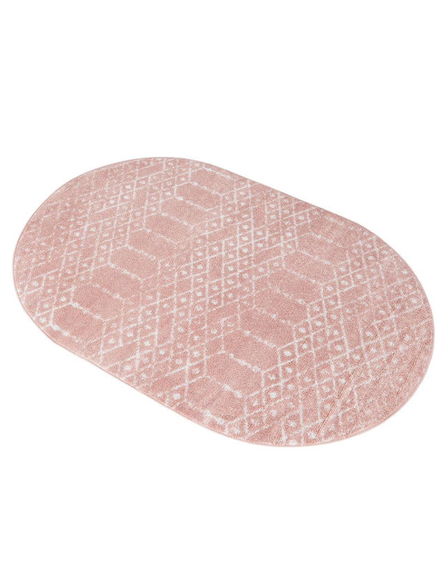 Rose Pink 4' x 6' Paxon Trellis Oval Area Rug Geometric Durable Stain Resistant Easy Clean Carpet for Modern Interior Home Decor for Sale at Rug Engine
