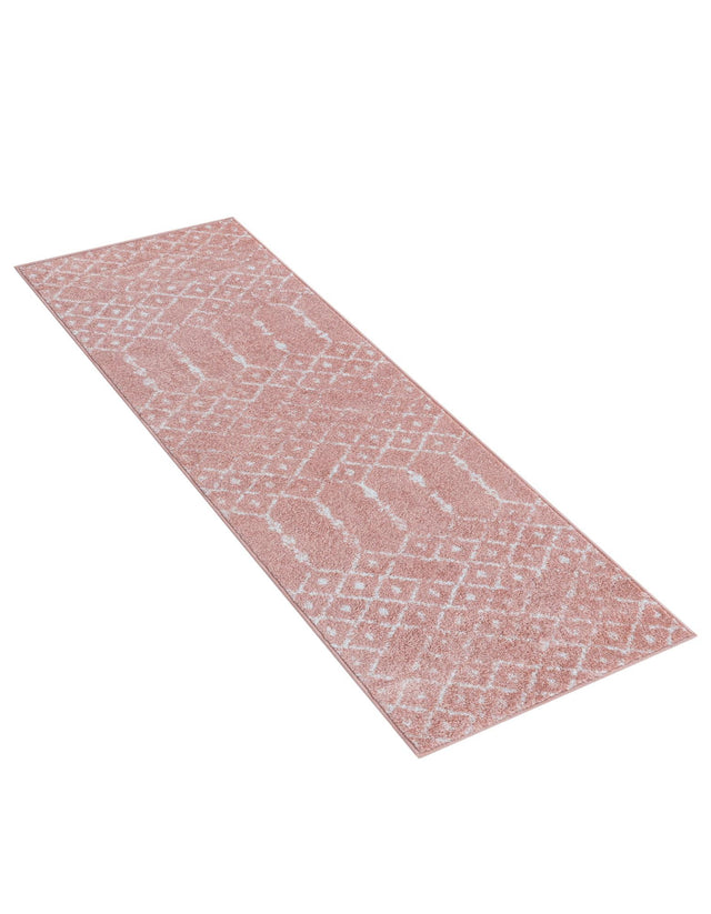 Rose Pink 2' x 6' Paxon Trellis Runner Area Rug Geometric Durable Stain Resistant Easy Clean Carpet for Modern Interior Home Decor for Sale at Rug Engine