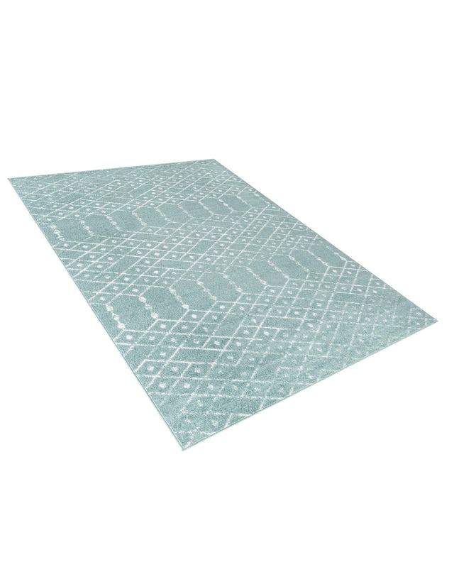 Aqua 9' x 12' Paxon Trellis Rectangle Area Rug Geometric Durable Stain Resistant Easy Clean Carpet for Modern Interior Home Decor for Sale at Rug Engine