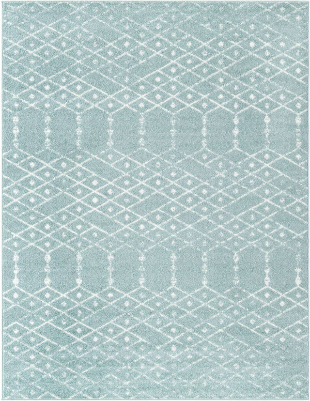 Aqua 9' x 12' Paxon Trellis Rectangle Area Rug Geometric Durable Stain Resistant Easy Clean Carpet for Modern Interior Home Decor for Sale at Rug Engine