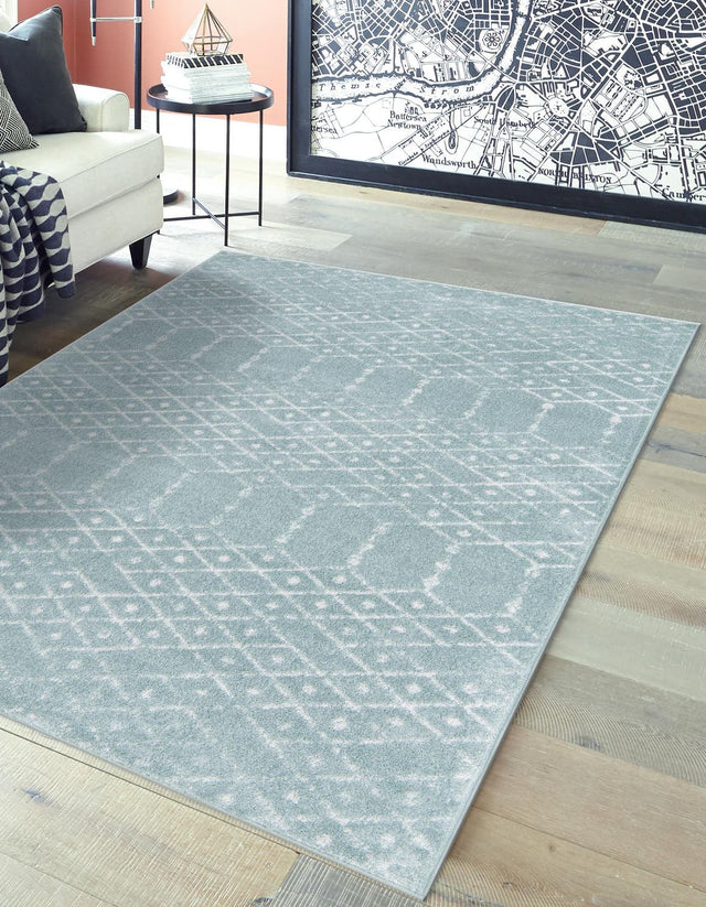 Aqua 7' 10 x 10' Paxon Trellis Rectangle Area Rug Geometric Durable Stain Resistant Easy Clean Carpet for Modern Interior Home Decor for Sale at Rug Engine