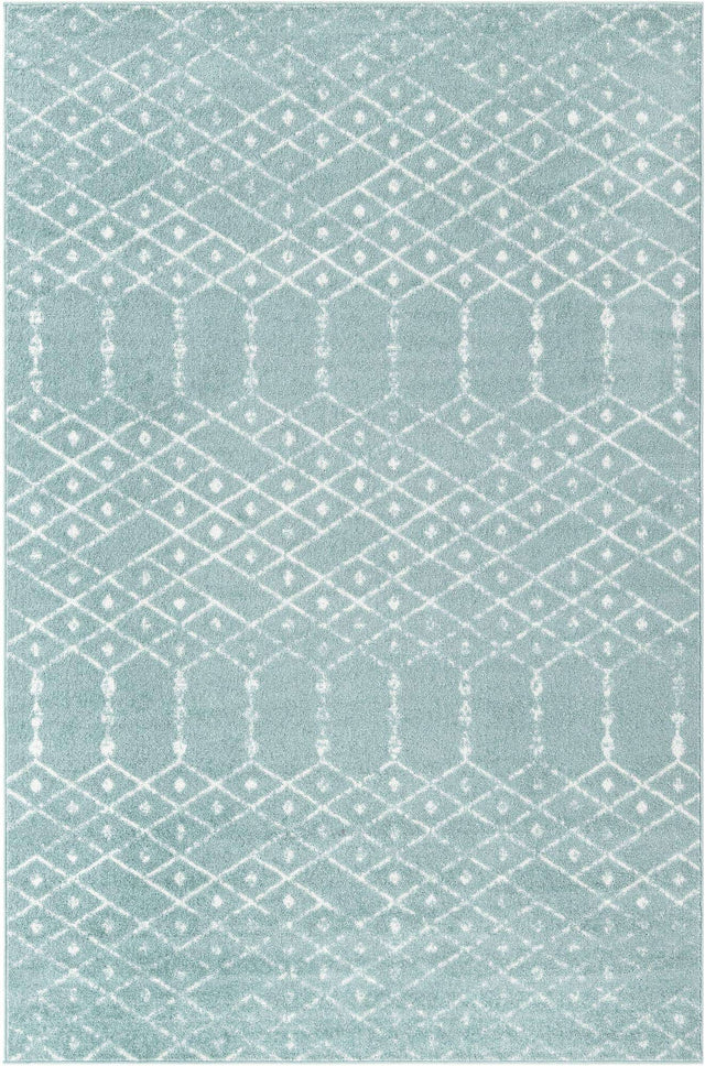 Aqua 5' 3 x 8' Paxon Trellis Rectangle Area Rug Geometric Durable Stain Resistant Easy Clean Carpet for Modern Interior Home Decor for Sale at Rug Engine