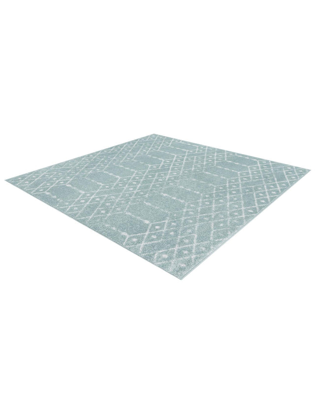 Aqua 7' 10 x 7' 10 Paxon Trellis Square Area Rug Geometric Durable Stain Resistant Easy Clean Carpet for Modern Interior Home Decor for Sale at Rug Engine