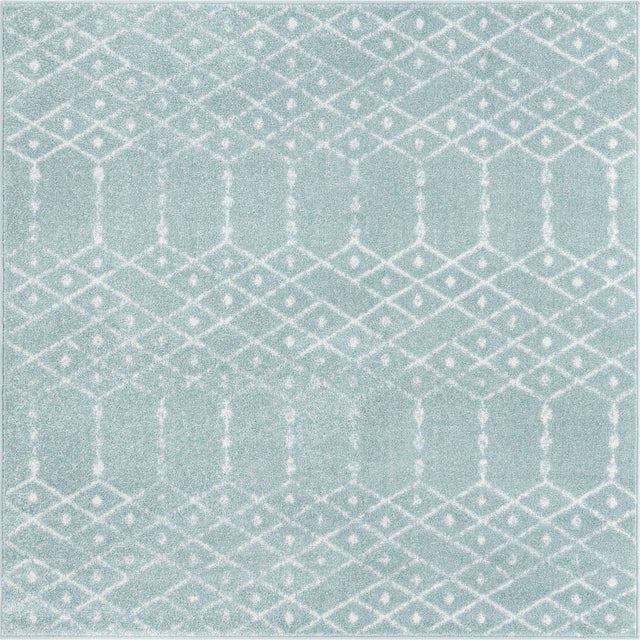 Aqua 7' 10 x 7' 10 Paxon Trellis Square Area Rug Geometric Durable Stain Resistant Easy Clean Carpet for Modern Interior Home Decor for Sale at Rug Engine