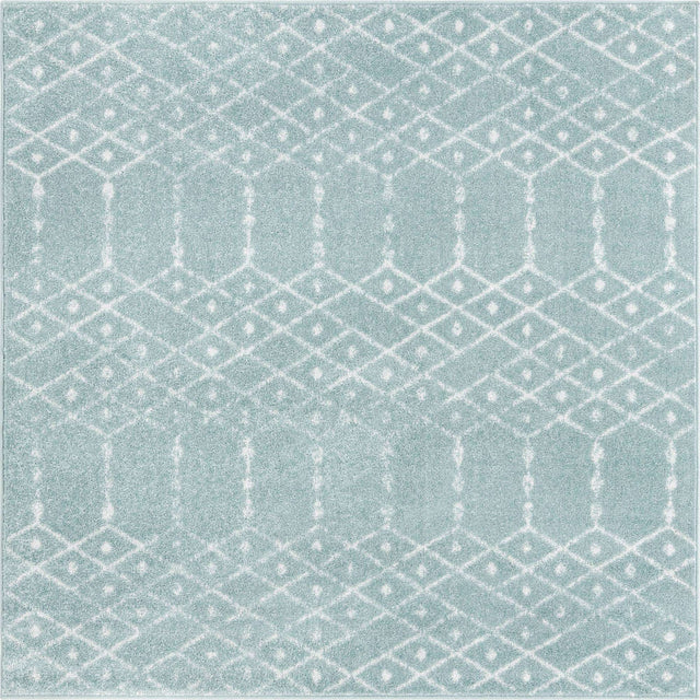 Aqua 5' 3 x 5' 3 Paxon Trellis Square Area Rug Geometric Durable Stain Resistant Easy Clean Carpet for Modern Interior Home Decor for Sale at Rug Engine