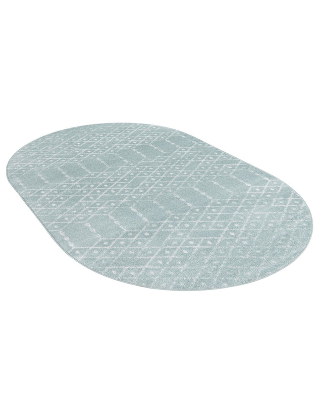 Aqua 7' 10 x 10' Paxon Trellis Oval Area Rug Geometric Durable Stain Resistant Easy Clean Carpet for Modern Interior Home Decor for Sale at Rug Engine