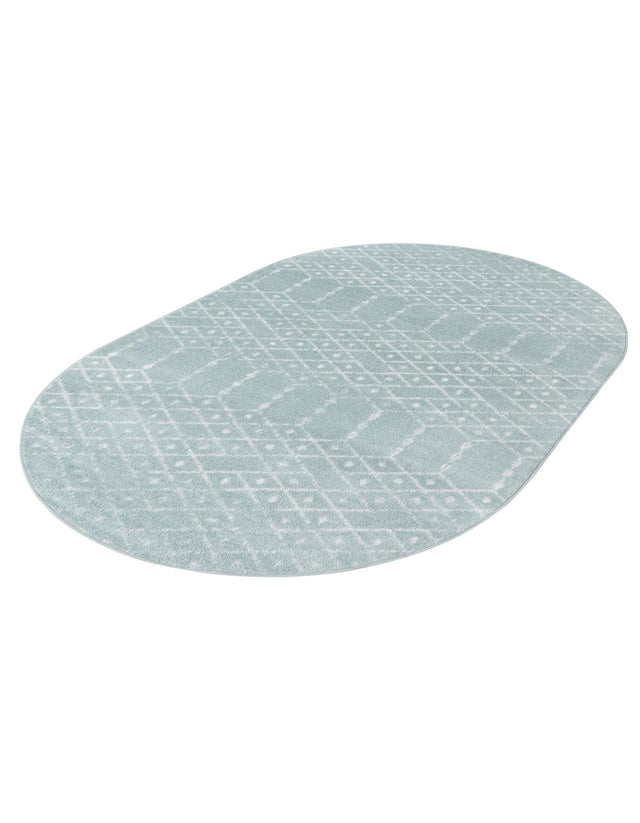 Aqua 7' 10 x 10' Paxon Trellis Oval Area Rug Geometric Durable Stain Resistant Easy Clean Carpet for Modern Interior Home Decor for Sale at Rug Engine