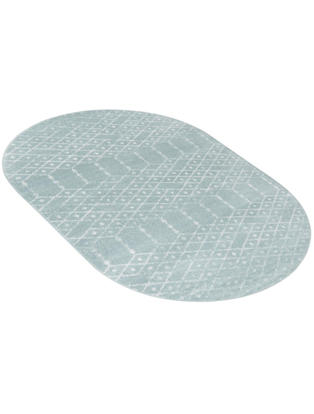 Aqua 5' 3 x 8' Paxon Trellis Oval Area Rug Geometric Durable Stain Resistant Easy Clean Carpet for Modern Interior Home Decor for Sale at Rug Engine