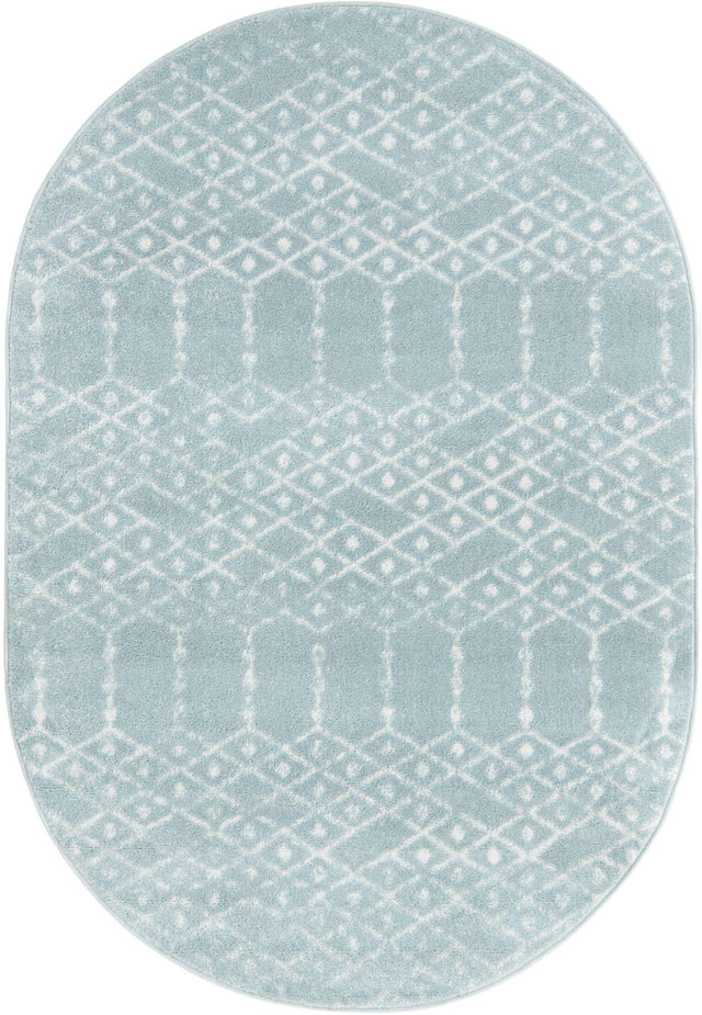 Aqua 4' x 6' Paxon Trellis Oval Area Rug Geometric Durable Stain Resistant Easy Clean Carpet for Modern Interior Home Decor for Sale at Rug Engine