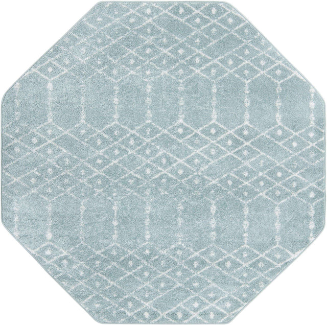 Aqua 7' 10 x 7' 10 Paxon Trellis Octagon Area Rug Geometric Durable Stain Resistant Easy Clean Carpet for Modern Interior Home Decor for Sale at Rug Engine