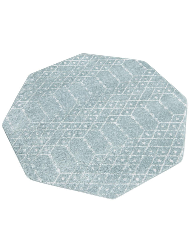 Aqua 5' 3 x 5' 3 Paxon Trellis Octagon Area Rug Geometric Durable Stain Resistant Easy Clean Carpet for Modern Interior Home Decor for Sale at Rug Engine