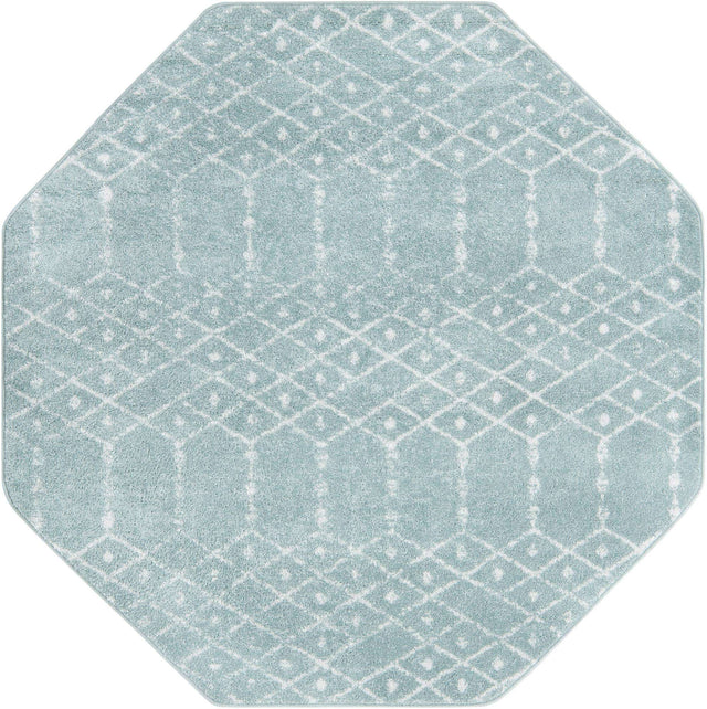 Aqua 5' 3 x 5' 3 Paxon Trellis Octagon Area Rug Geometric Durable Stain Resistant Easy Clean Carpet for Modern Interior Home Decor for Sale at Rug Engine