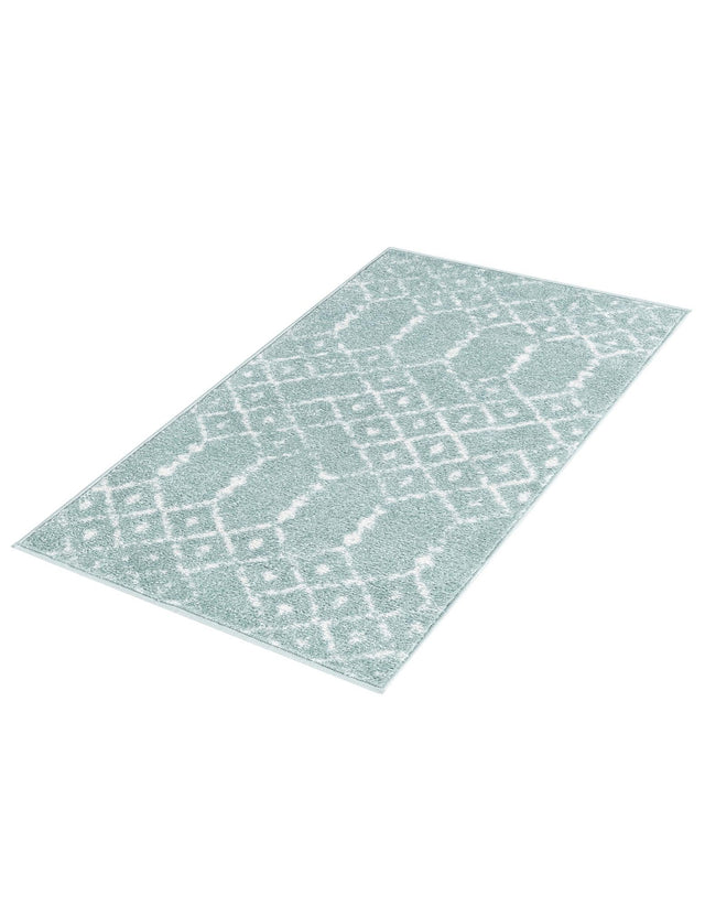 Aqua 2' x 3' Paxon Trellis Rectangle Area Rug Geometric Durable Stain Resistant Easy Clean Carpet for Modern Interior Home Decor for Sale at Rug Engine
