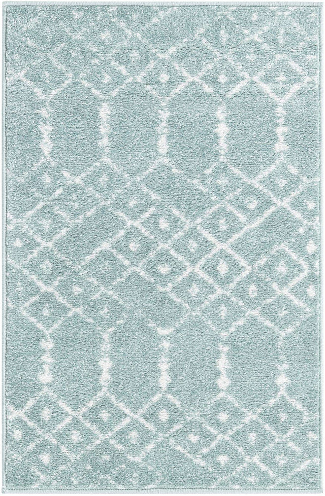 Aqua 2' x 3' Paxon Trellis Rectangle Area Rug Geometric Durable Stain Resistant Easy Clean Carpet for Modern Interior Home Decor for Sale at Rug Engine