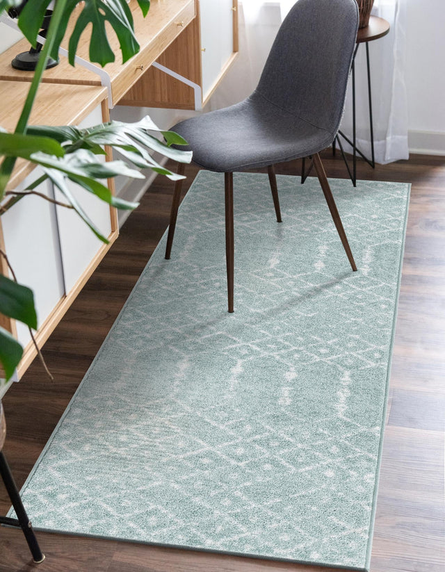 Aqua 2' 11 x 16' Paxon Trellis Runner Area Rug Geometric Durable Stain Resistant Easy Clean Carpet for Modern Interior Home Decor for Sale at Rug Engine
