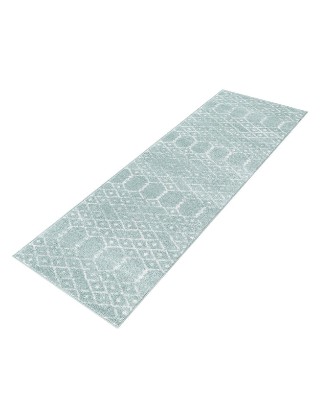 Aqua 2' x 8' Paxon Trellis Runner Area Rug Geometric Durable Stain Resistant Easy Clean Carpet for Modern Interior Home Decor for Sale at Rug Engine
