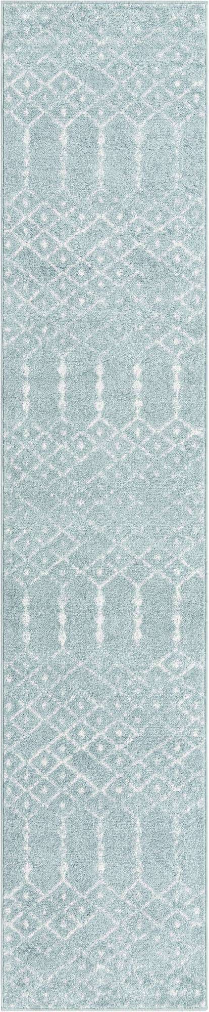 Aqua 2' x 9' 10 Paxon Trellis Runner Area Rug Geometric Durable Stain Resistant Easy Clean Carpet for Modern Interior Home Decor for Sale at Rug Engine