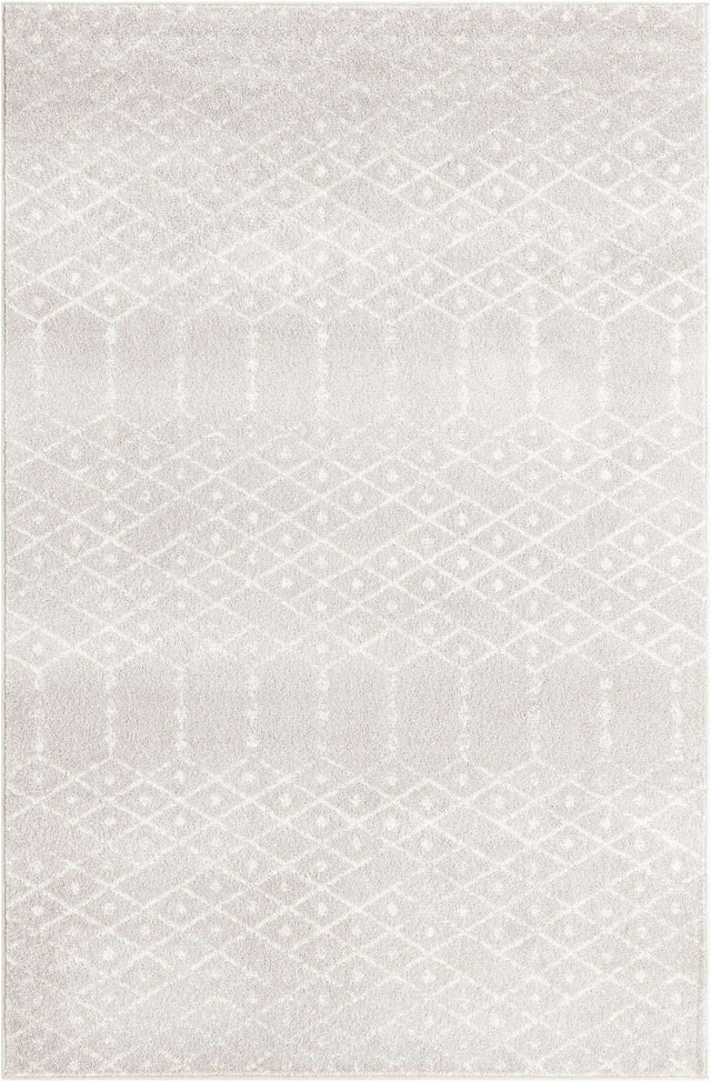 Light Gray 5' 3 x 8' Paxon Trellis Rectangle Area Rug Geometric Durable Stain Resistant Easy Clean Carpet for Modern Interior Home Decor for Sale at Rug Engine