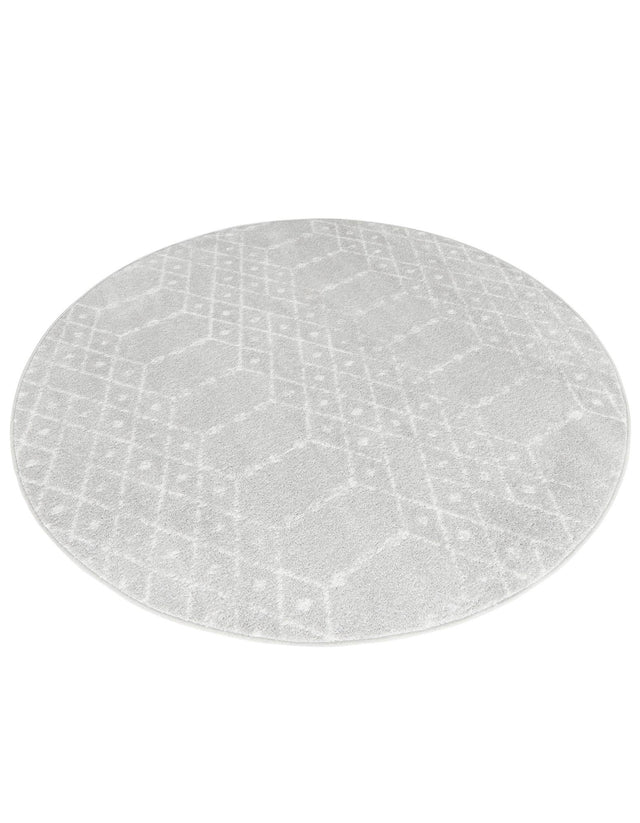 Light Gray 5' 3 x 5' 3 Paxon Trellis Round Area Rug Geometric Durable Stain Resistant Easy Clean Carpet for Modern Interior Home Decor for Sale at Rug Engine