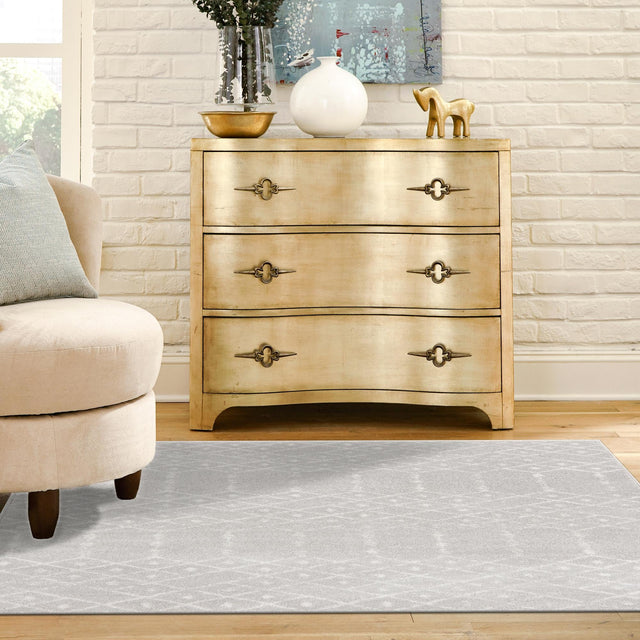 Light Gray 7' 10 x 7' 10 Paxon Trellis Square Area Rug Geometric Durable Stain Resistant Easy Clean Carpet for Modern Interior Home Decor for Sale at Rug Engine